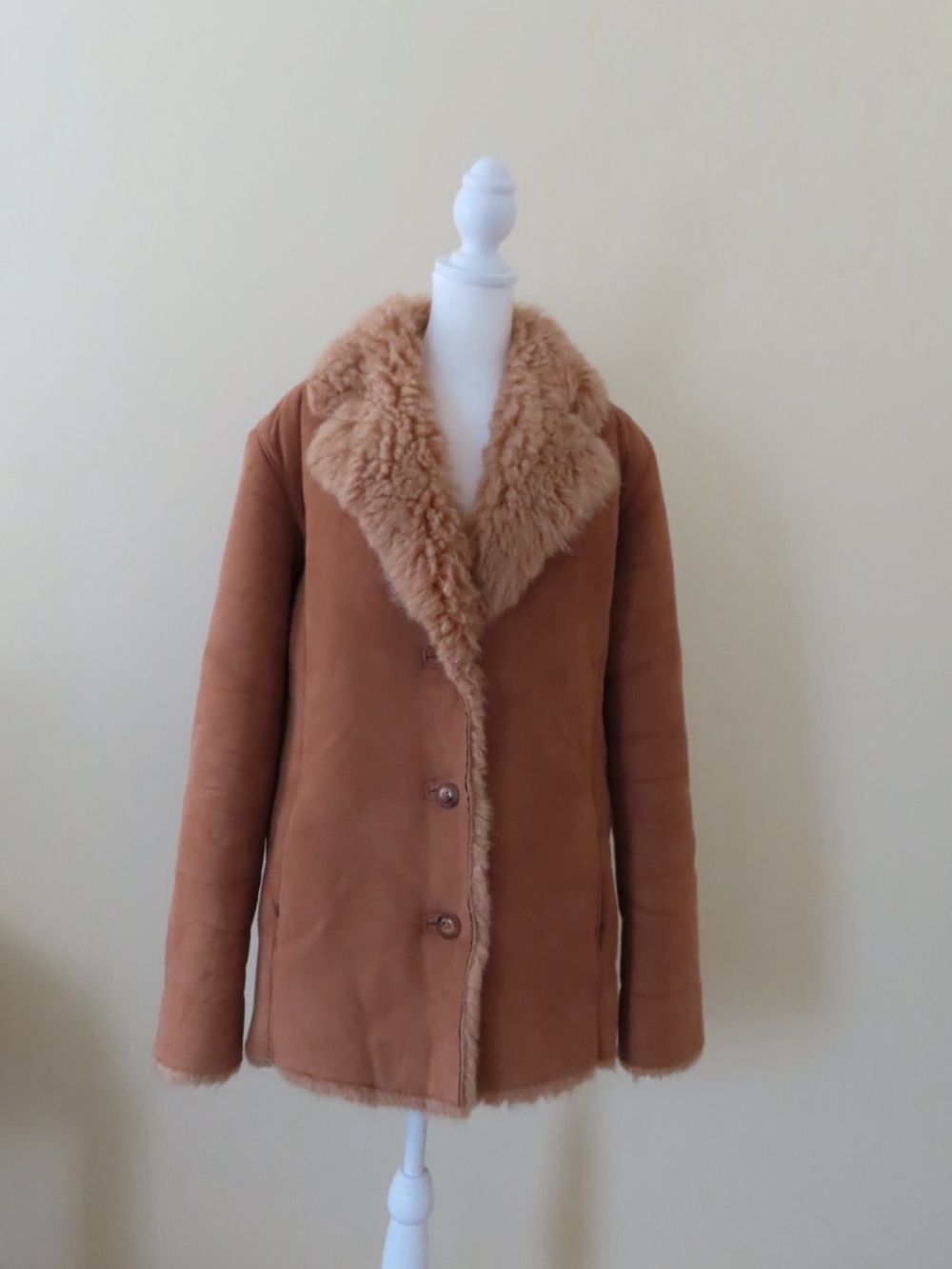 Vintage Y2K Gallery Shearling-Trim Suede Coat